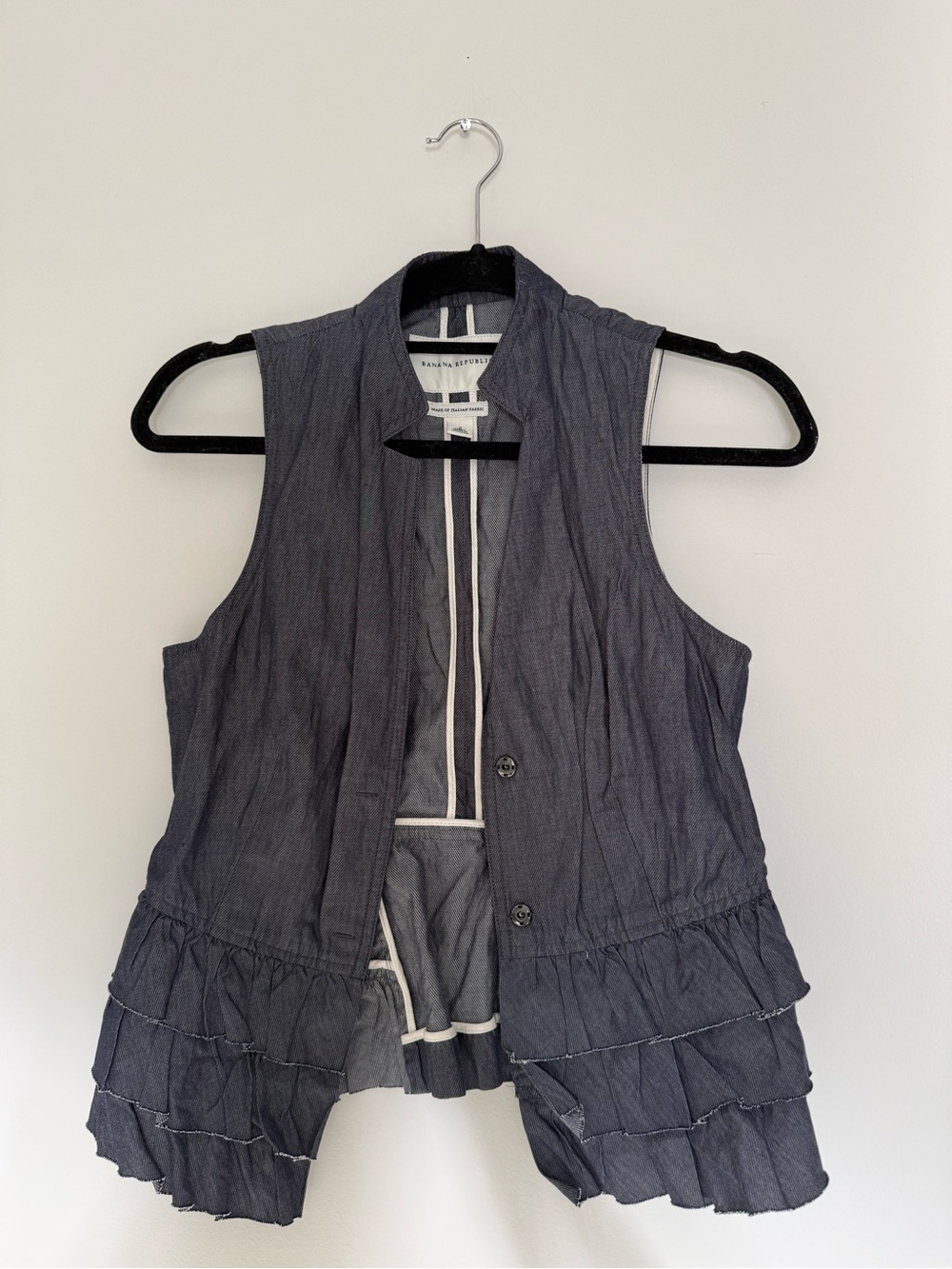Banana Republic Ruffle-Hem Vest in Denim Fabric